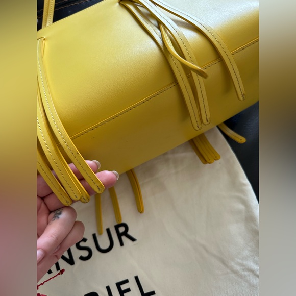 Mansur Gavriel Mini Fringe Tote Bag in Calf Leather Yellow - Picture 8 of 13